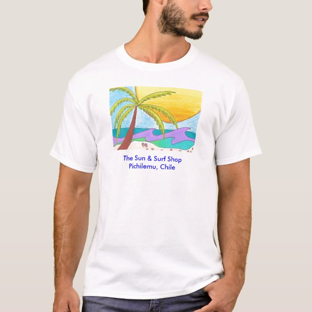 Pichilemu surfa shoppar t-shirt (Framsida)