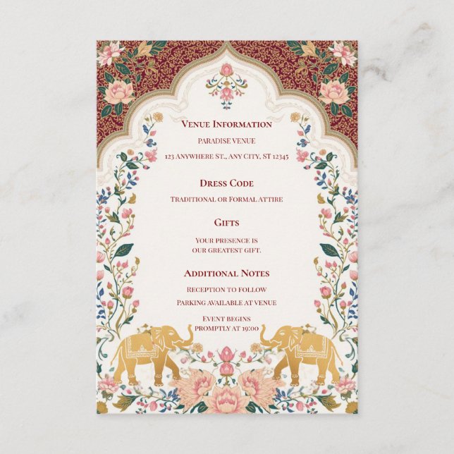 Pichwai Indian Elegant Wedding Enclosure Card Tilläggskort (Framsida)