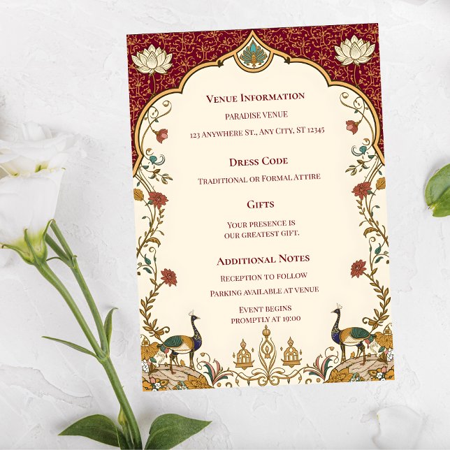 Pichwai Indian Elegant Wedding Enclosure Card Tilläggskort (Skapare uppladdad)