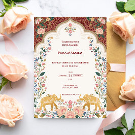 Pichwai Indian Elegant Wedding Invitation Inbjudningar