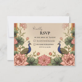 Pichwai Inspired Indian Wedding RSVP Card OSA Kort