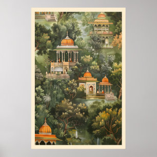 Pichwai-tempelkonsttryck Indisk hemlig trädgård vä Poster