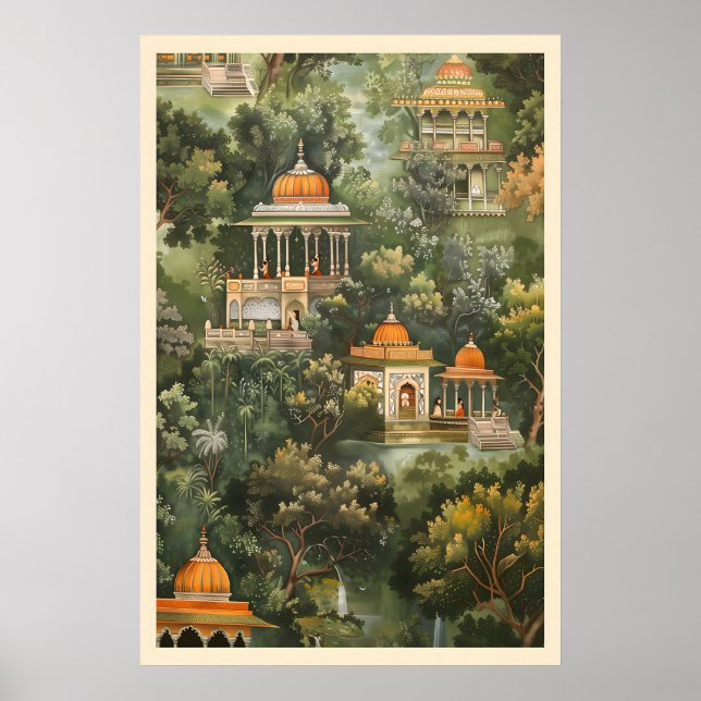 Pichwai-tempelkonsttryck Indisk hemlig trädgård vä Poster (Framsidan)