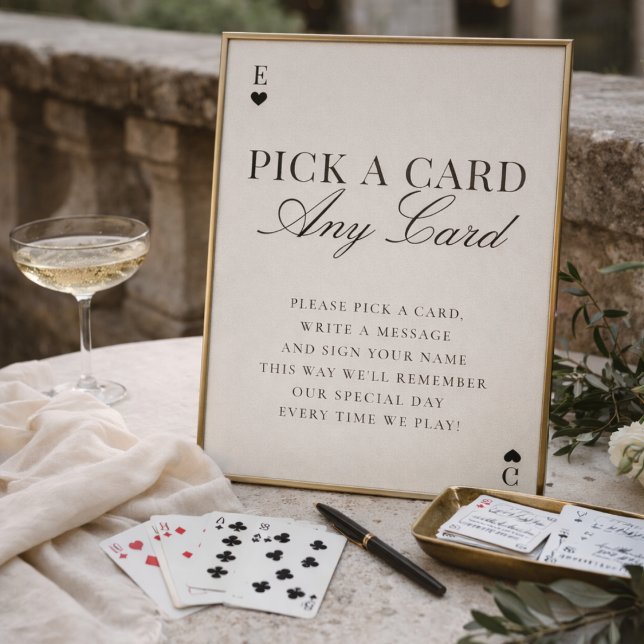 Pick A Card Any Card Wedding Guestbook Sign Inbjudningar (Skapare uppladdad)