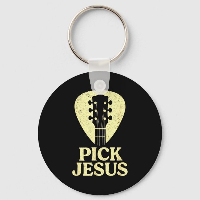 Pick Jesus - Christian Guitar Worship Pastor  Nyckelring (Framsida)
