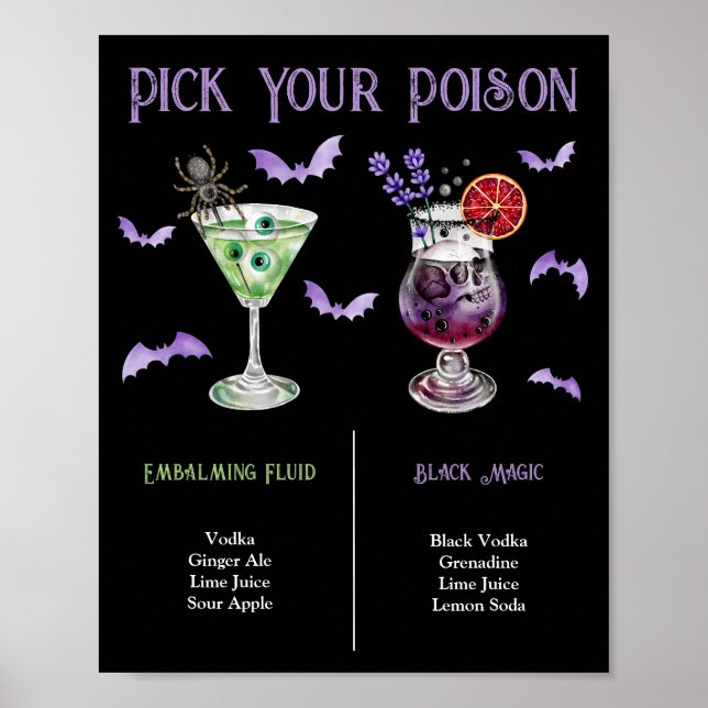 Pick Your Poison Halloween 2 Cocktail Menu  Poster (Framsidan)