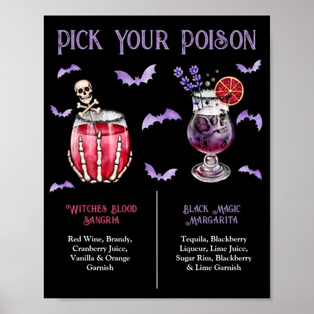 Pick Your Poison Halloween 2 Cocktail Menu  Poster (Framsidan)
