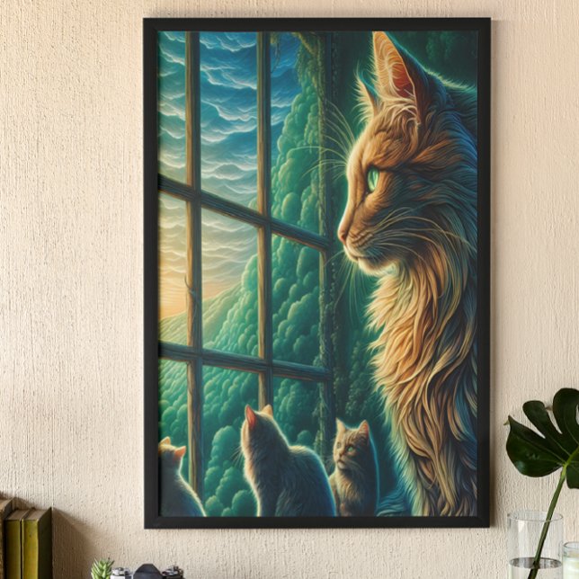 Pickad trio vid fönster poster (Skapare uppladdad)