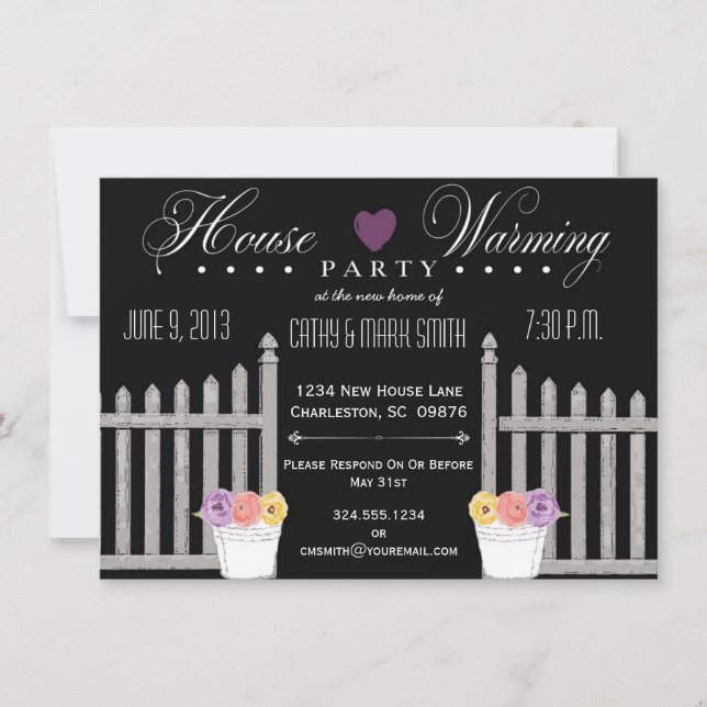 Picket Fence HouseWarming Party-inbjudan Inbjudningar (Framsida)