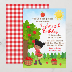 Picking Birthday African American Girl Invit Inbjudningar