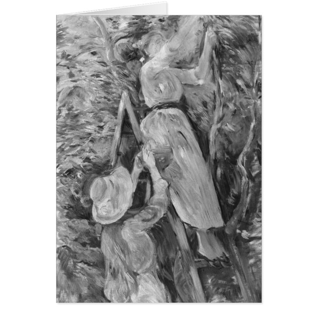 Picking cherries, 1891 hälsningskort (Framsidan)