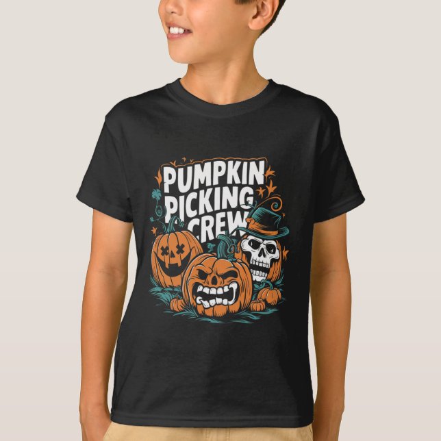 Picking Crew Funny Pumpkin Patch Halloween Costume T Shirt (Framsida)