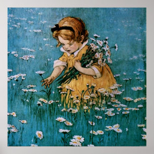 Picking Daisys by Jessie Willcox Smith Poster