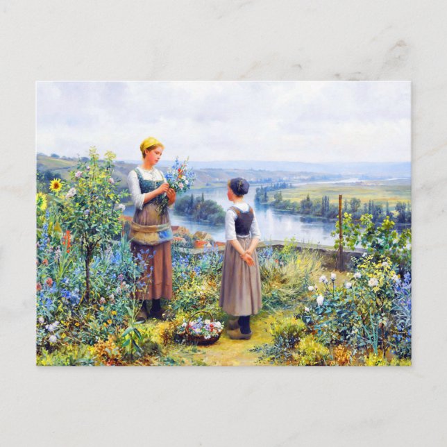 Picking Flowers av Daniel Ridgway Knight Vykort (Framsida)