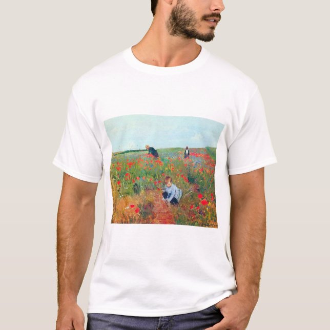Picking Flowers in a Fält, Mary Cassatt T Shirt (Framsida)