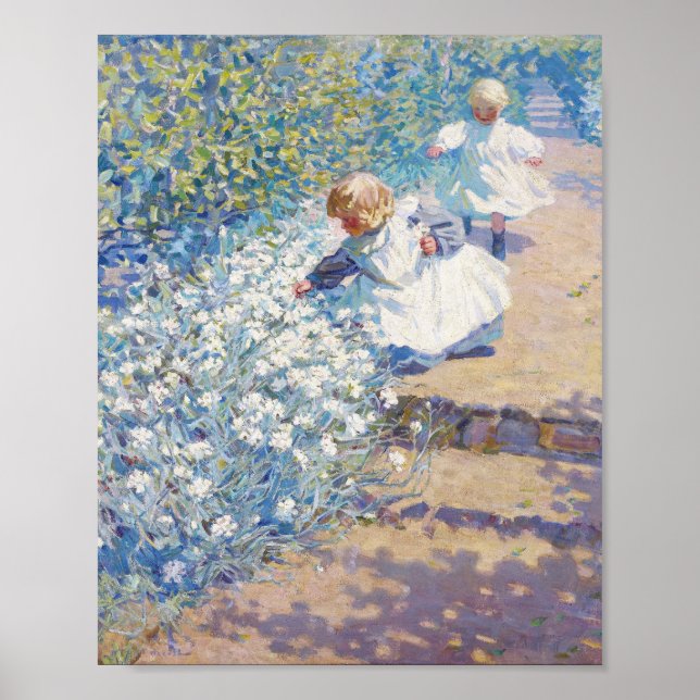 Picking Flowers-målning av Helen McNicoll Poster (Framsidan)