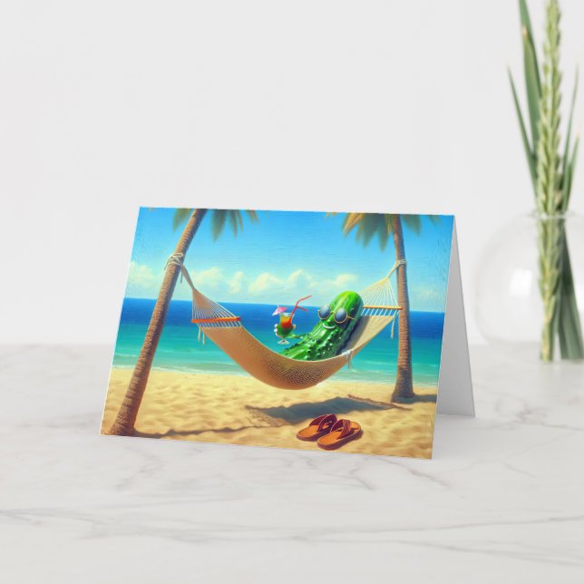 Pickle-avslappning i Hammock för Fars dag Kort (Framsida)
