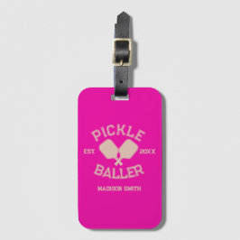 Pickle Baller Pickleball Collegiate Typography Bagagebricka