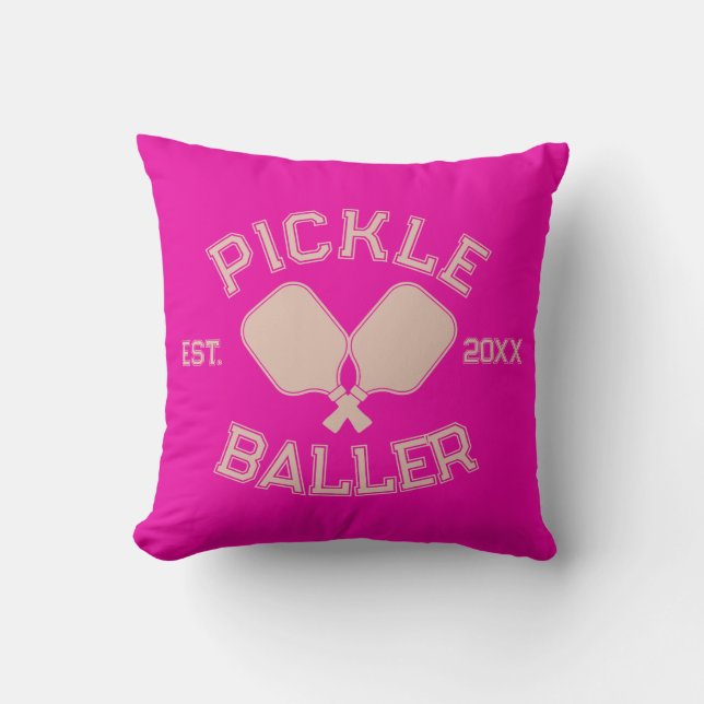 Pickle Baller Pickleball Collegiate Typography Kudde (Framsida)