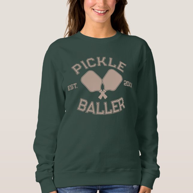 Pickle Baller Pickleball Collegiate Typography T Shirt (Framsida)