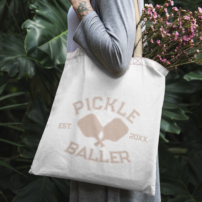 Pickle Baller Pickleball Collegiate Typography Tygkasse (Skapare uppladdad)