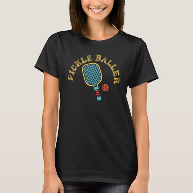 Pickle Baller Pickleball   Paddle Ball Meme T Shirt (Framsida)