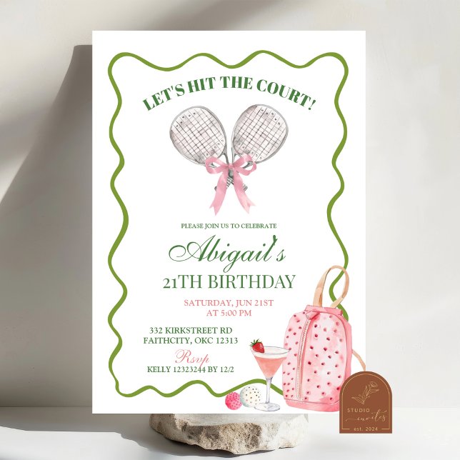 Pickle Boll och Cocktails Sports Theme Birthday Inbjudningar (Skapare uppladdad)