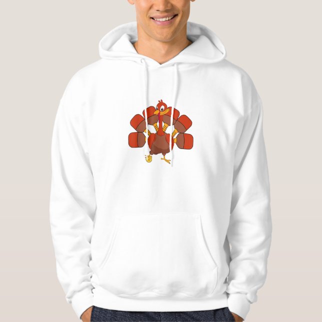 Pickle Boll Player Thanksgiving Paddleball Turkiet Hoodie (Framsida)