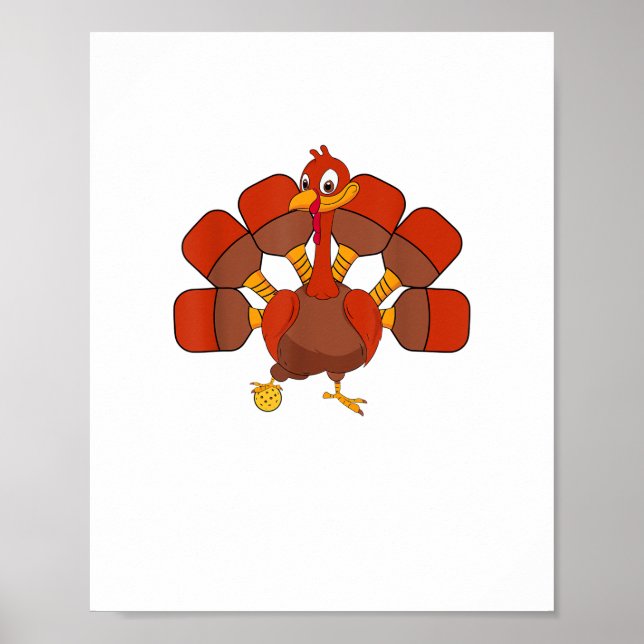 Pickle Boll Player Thanksgiving Paddleball Turkiet Poster (Framsidan)