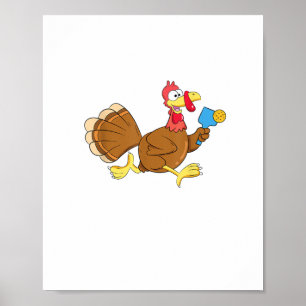 Pickle Boll Player Turkey Paddleball Thanksgiving Poster