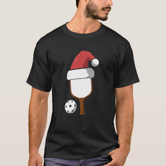 Pickle Boll Santa Paddleball Player-Plocka T Shirt (Framsida)