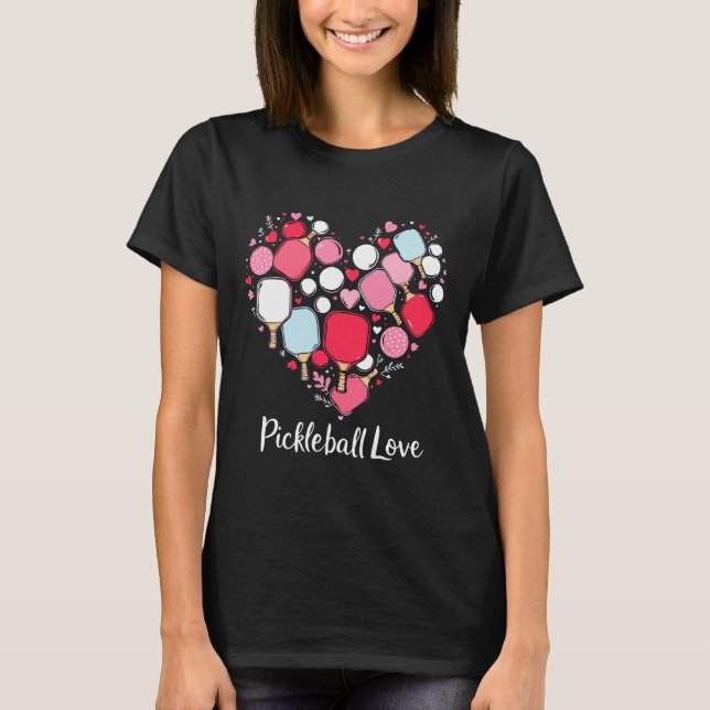 Pickle Boll Valentines day Pickleball Älskare T Shirt (Framsida)