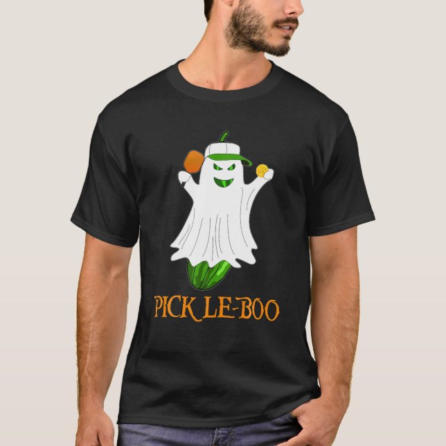Pickle-Boo Pickle Ghost Funny Halloween Pickleball T Shirt (Framsida)