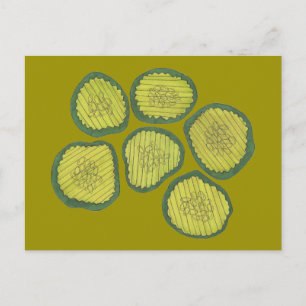Pickle Chip Grönt Kosher Dill Pickle Chip Design Vykort