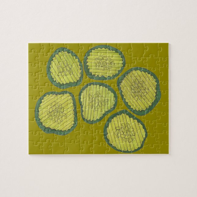 Pickle Chip Sweet Pickles Food Kosher Dill Design Pussel (Horisontell)