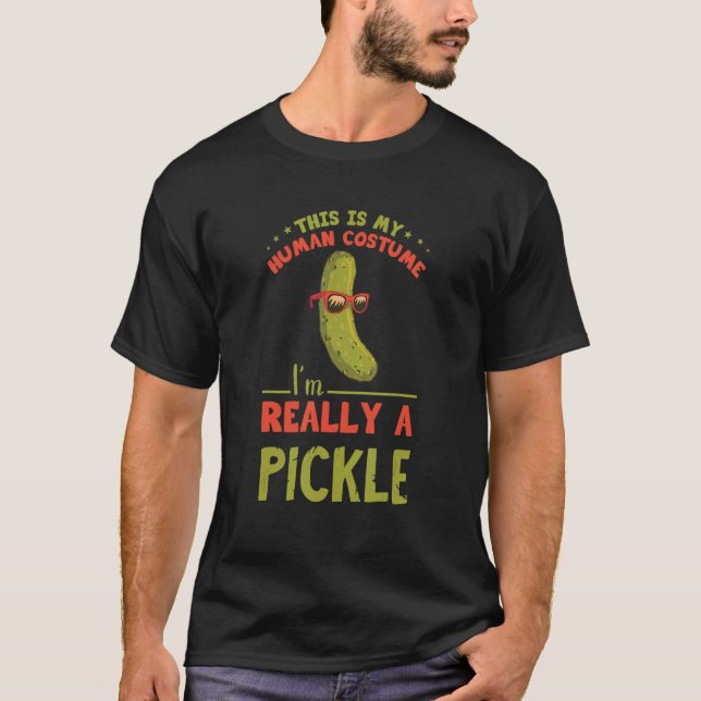 Pickle Human Costume Cucumber Vegetarian Vegetable T Shirt (Framsida)