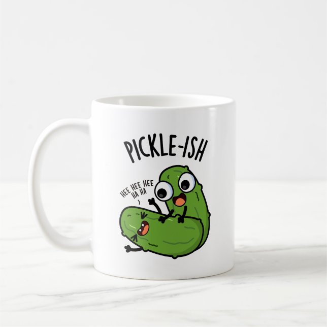 Pickle-ish Ticklish Funny Pickle Puns Kaffemugg (Vänster)