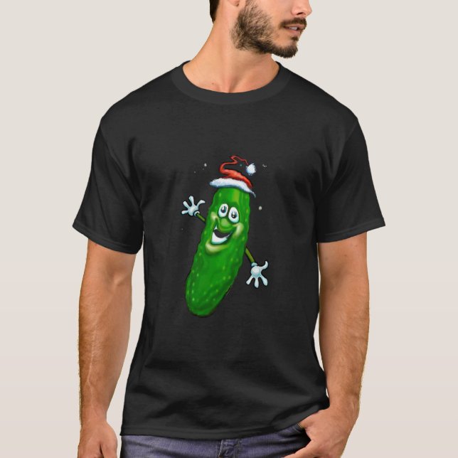 Pickle jul Ljus lycklig dansk dill-picka T Shirt (Framsida)