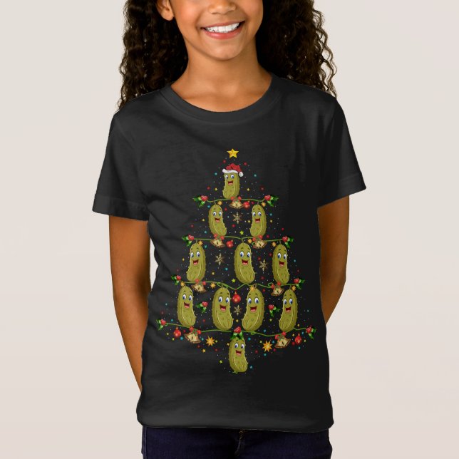 Pickle Julafton Träd Gift Santa Hat Pickle Fruit C T Shirt (Framsida)