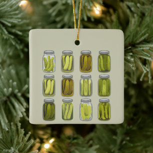 Pickle Lover Vintage Inlagda Gurkor i Burk Jul Julgransprydnad Keramik