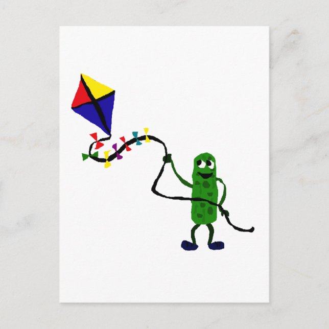 Pickle Man Flies Kite Vykort (Framsida)