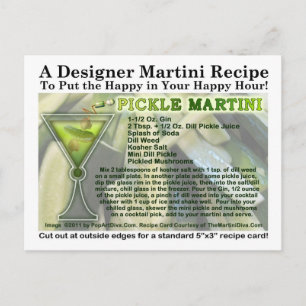 Pickle Martini Recipe-vykort Vykort