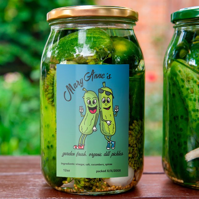 Pickle Pals Funny Tecknad Pickles Food Label Mat Etikett (Skapare uppladdad)