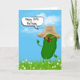Pickle-person med hög i 25:e födelsedagen kort