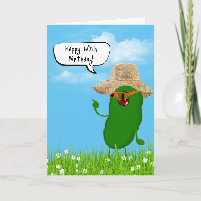 Pickle-person med hög i 60:e födelsedagen kort (Framsida)