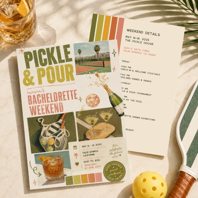 Pickle & Pour Retro Pickleball Systerbrudsafton Inbjudningar (Skapare uppladdad)