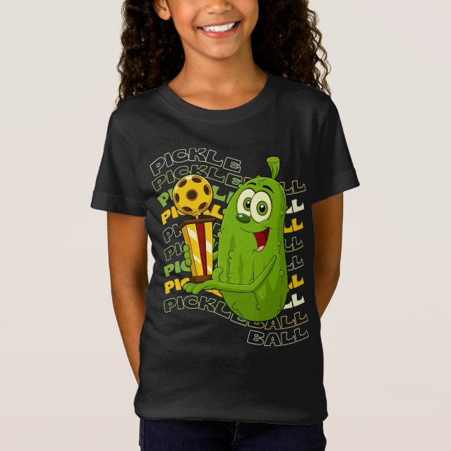 Pickle Power! Cute Pickleball Kids T Shirt (Framsida)