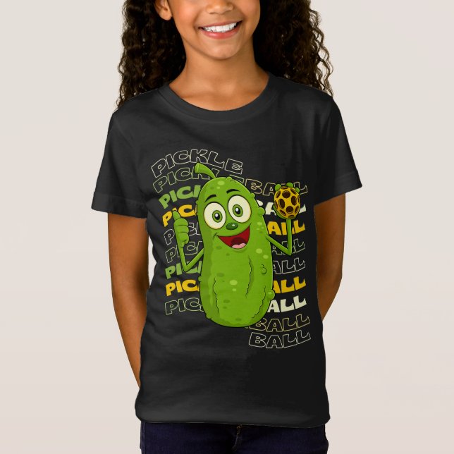 Pickle Power! Cute Pickleball Kids T Shirt (Framsida)
