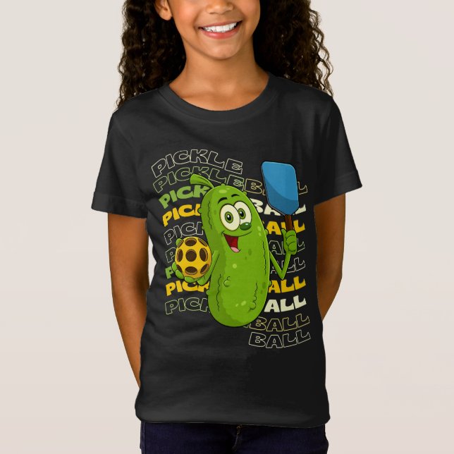 Pickle Power! Cute Pickleball Kids T Shirt (Framsida)