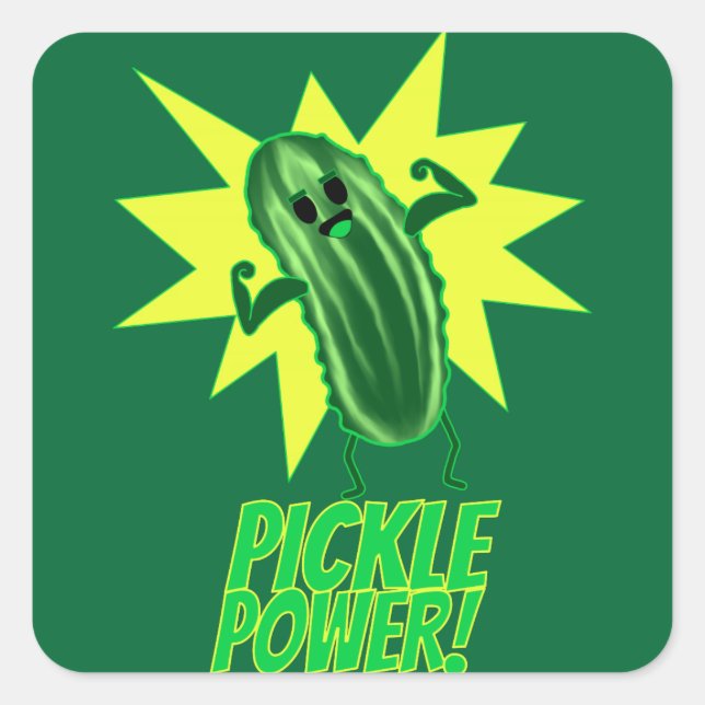 Pickle Power! Fyrkantigt Klistermärke (Framsida)